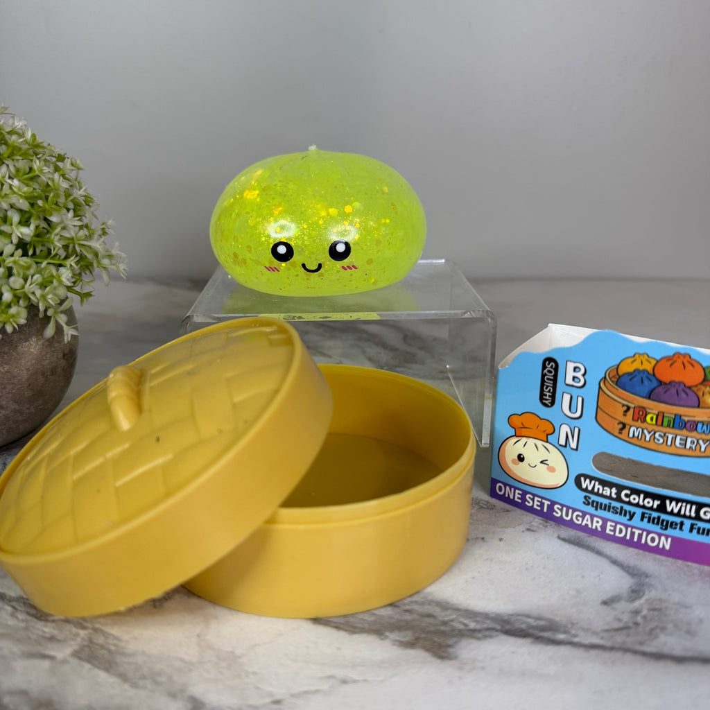 Squishy Toy - Viral Dumpling, Quick Squeeze Glitter - Yellow