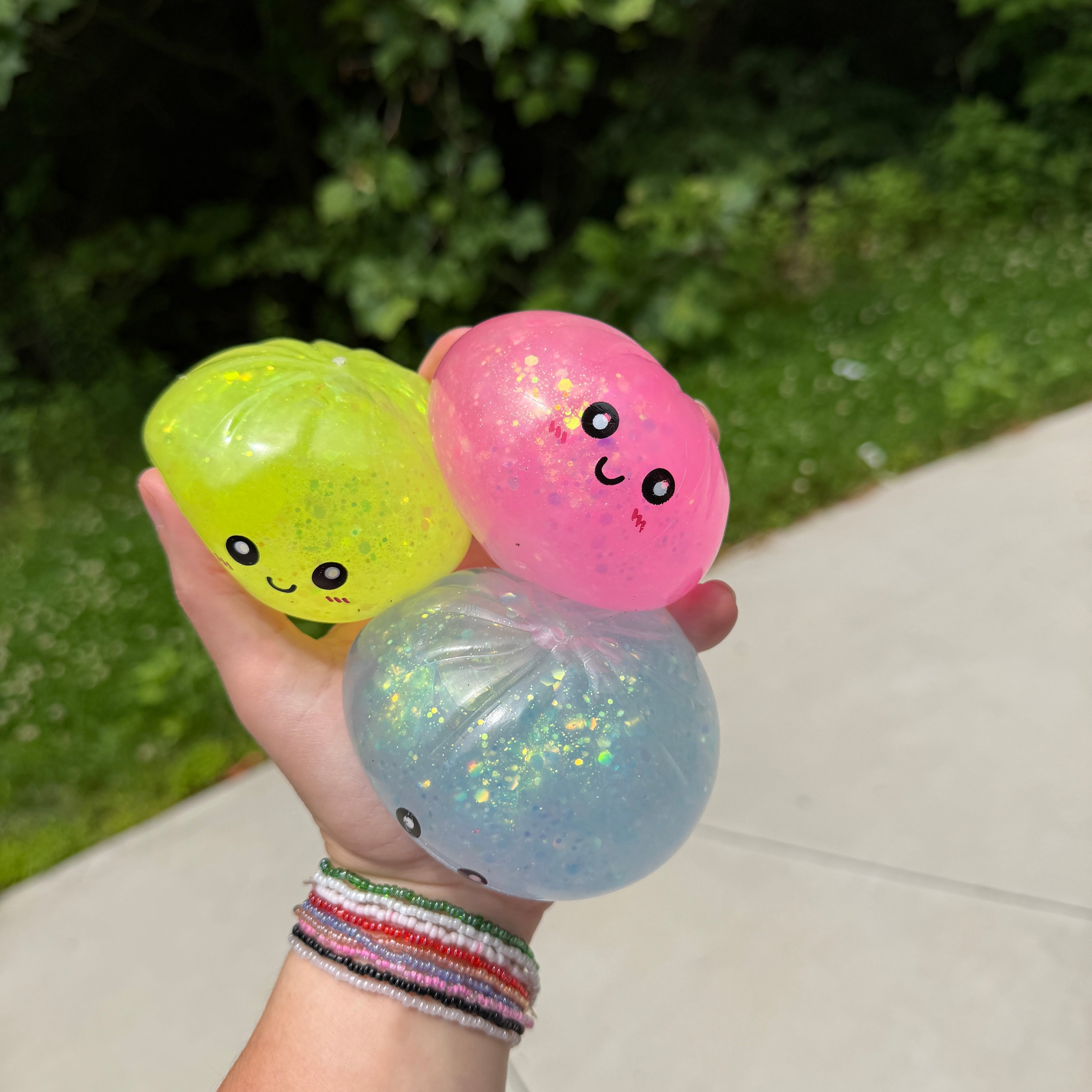Squishy Toy - Viral Dumpling, Quick Squeeze Glitter - Yellow