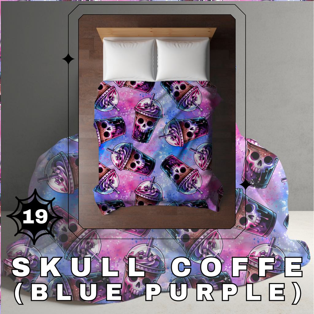 Blanket Halloween #19 - Skull Purple Blue