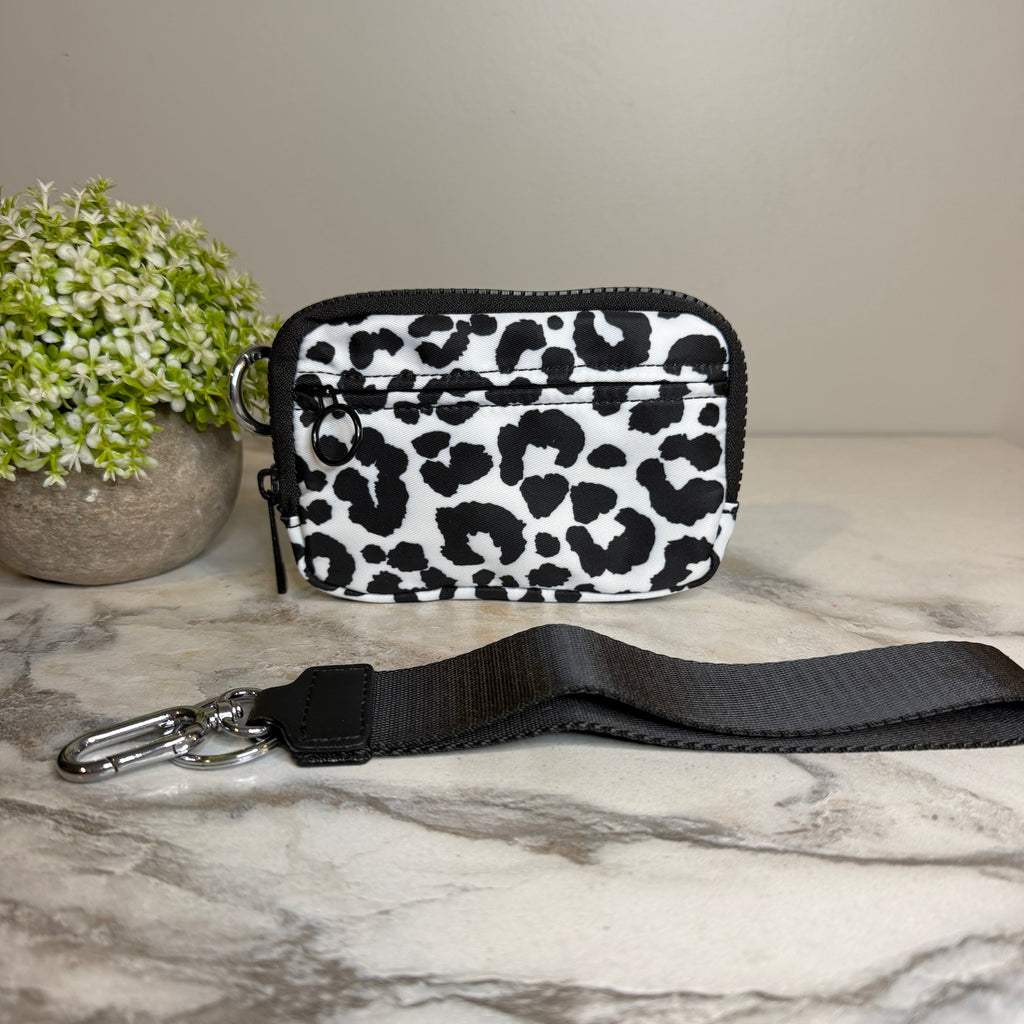 Rue - Nylon Wristlet Wallet - Black White Animal