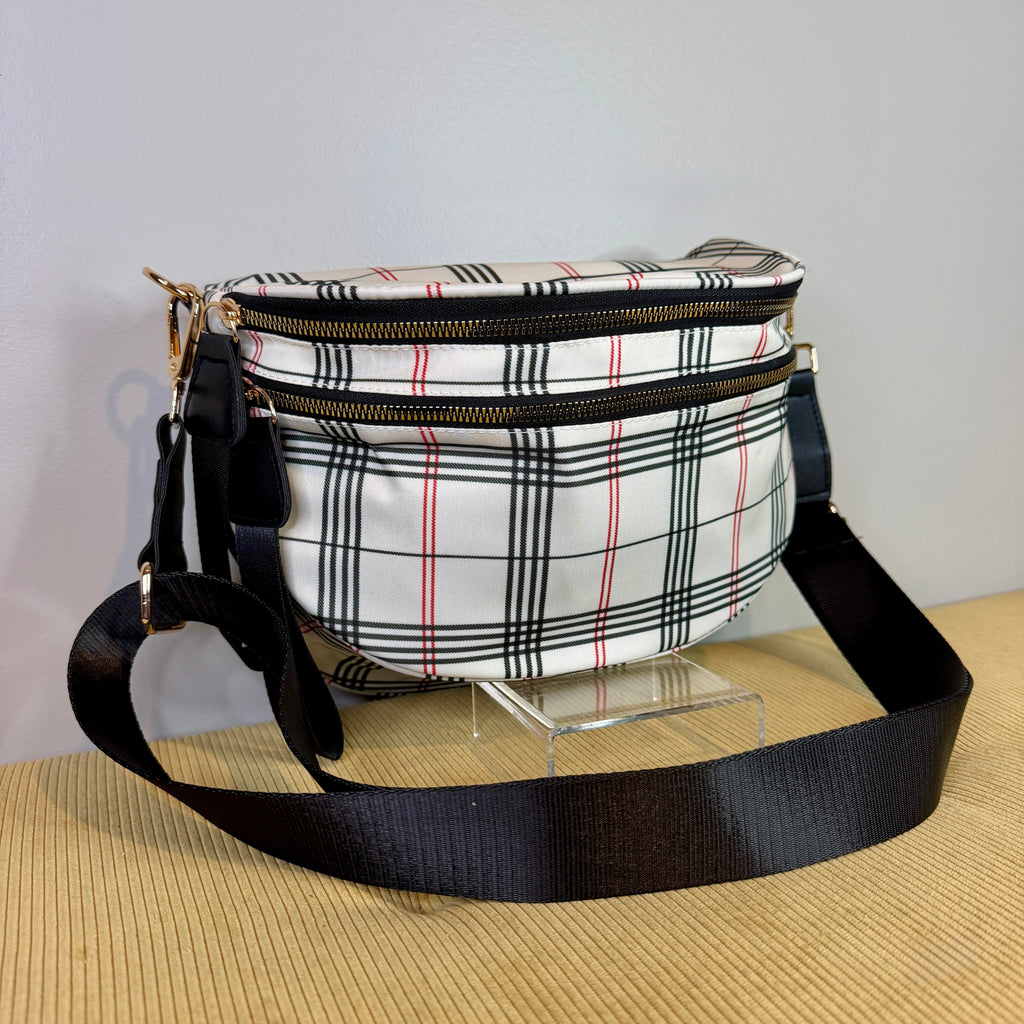 The Roni Nylon Crossbody - Plaid Stripe