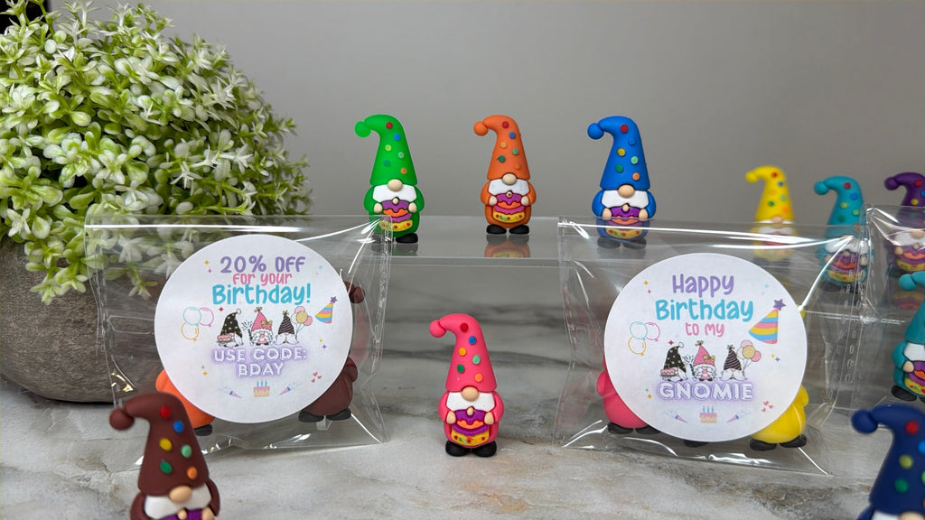 Gnome Figurines  - Birthday Assortment (3 pack) - Gnomies Sticker