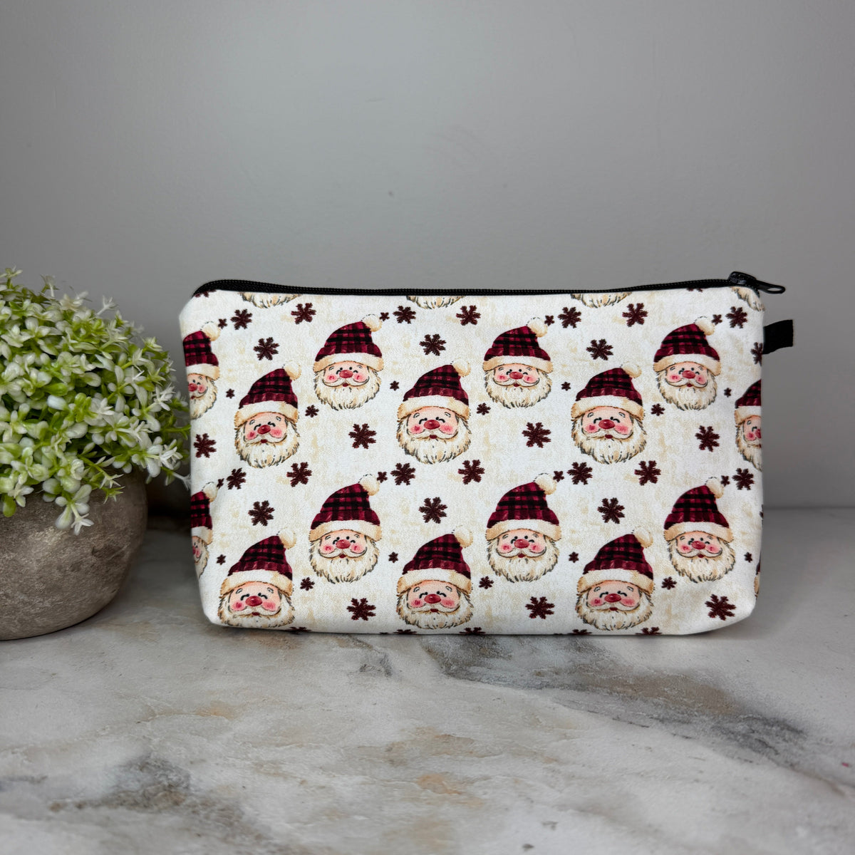 Pouch - Christmas - Santa Face Maroon