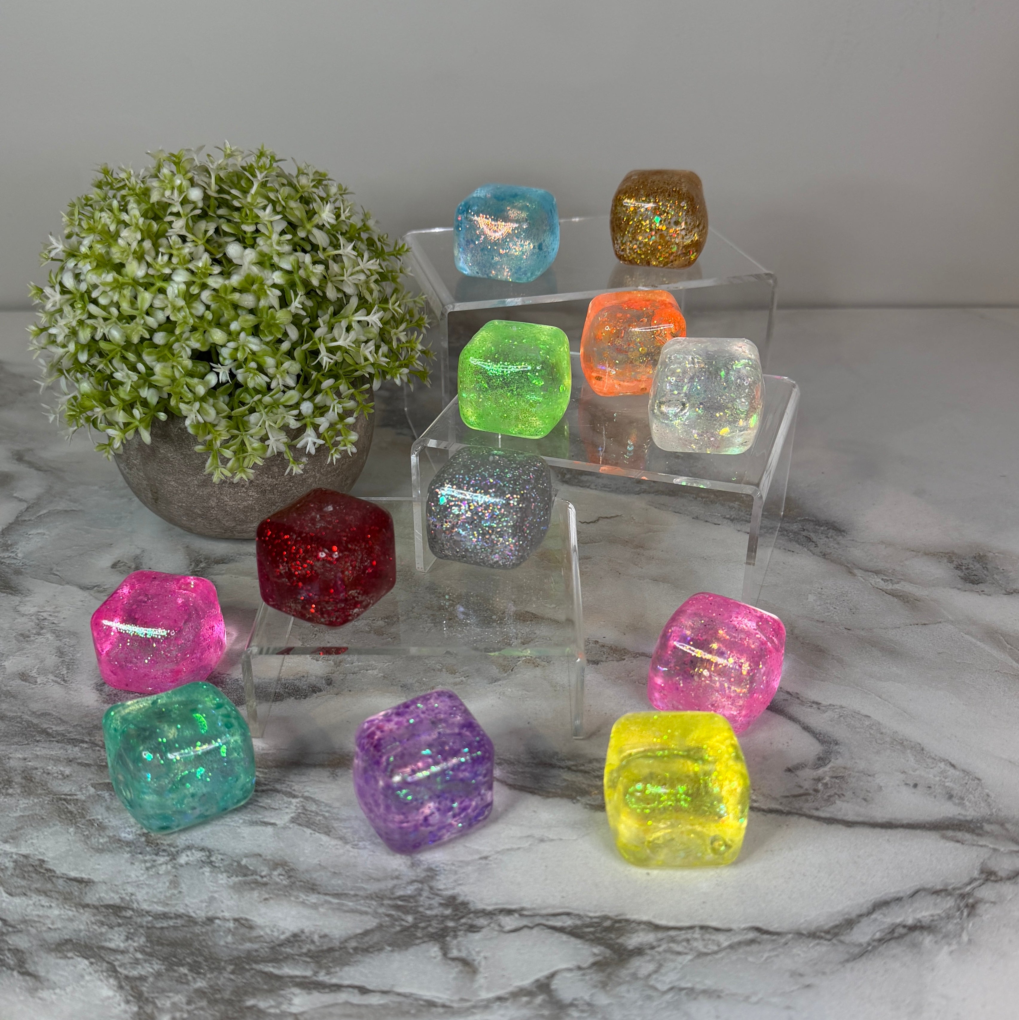 Squishy Toy - Ice Ice Baby Rounded Glitter Cube