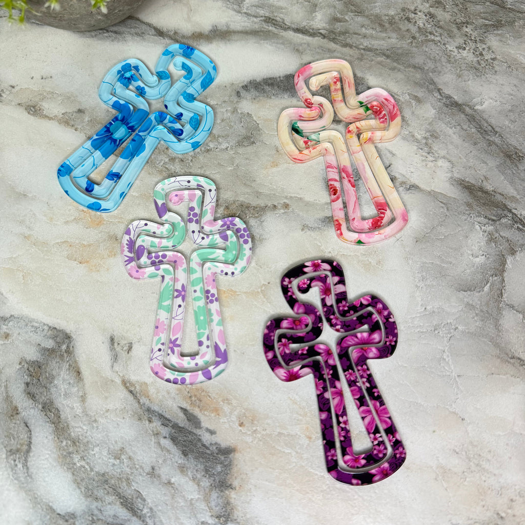 Jumbo Paperclip - Religious Floral Cross