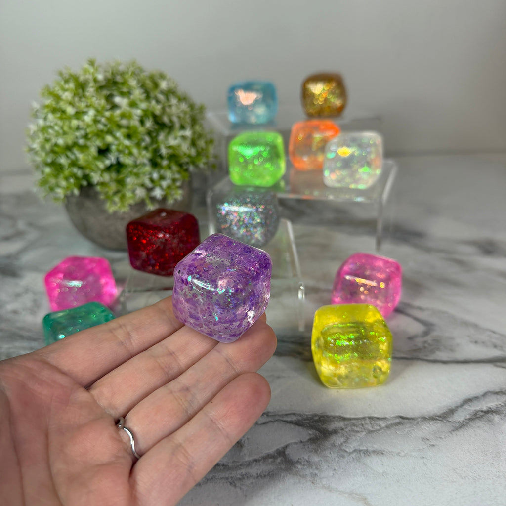 Squishy Toy - Ice Ice Baby Rounded Glitter Cube