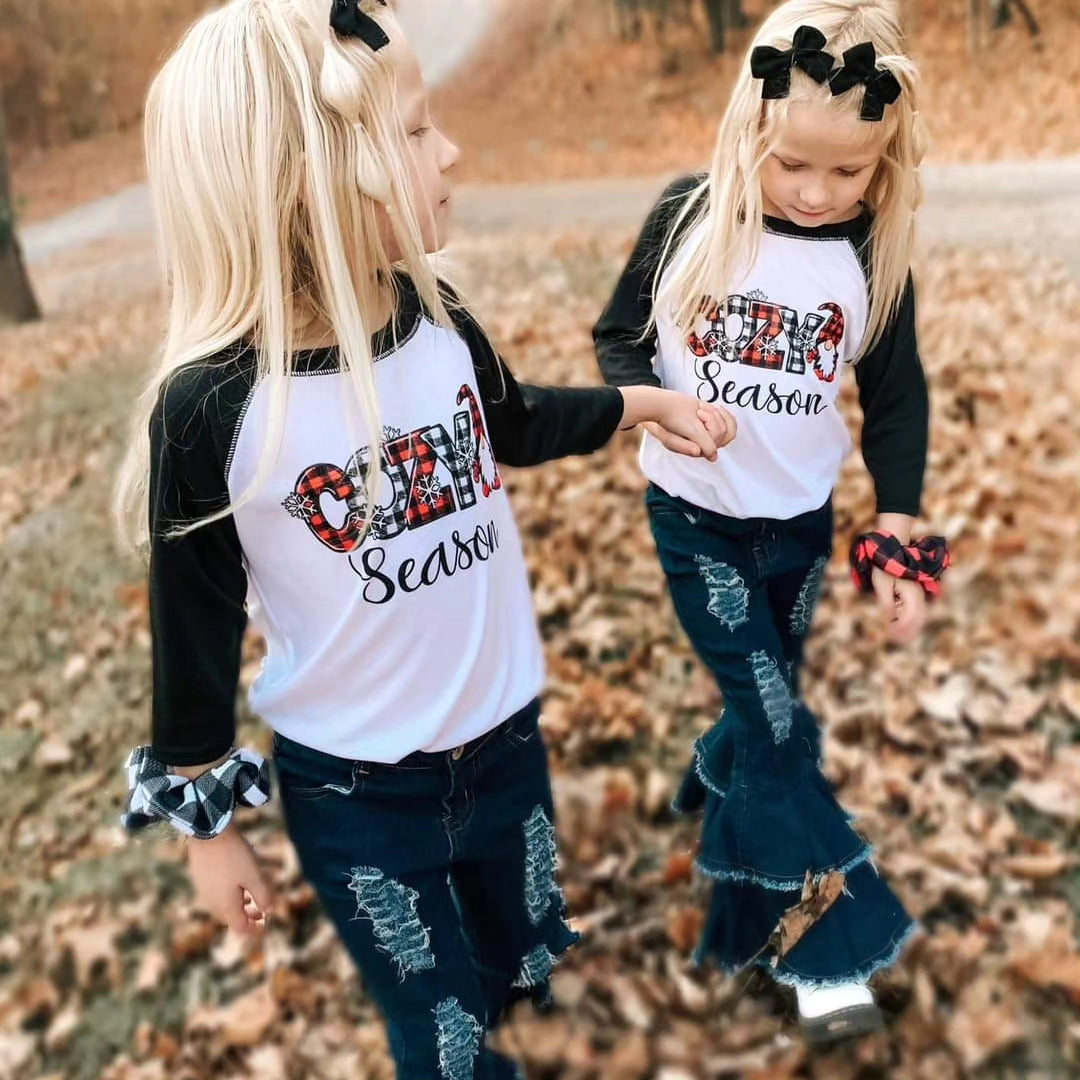 Denim double bell bottoms