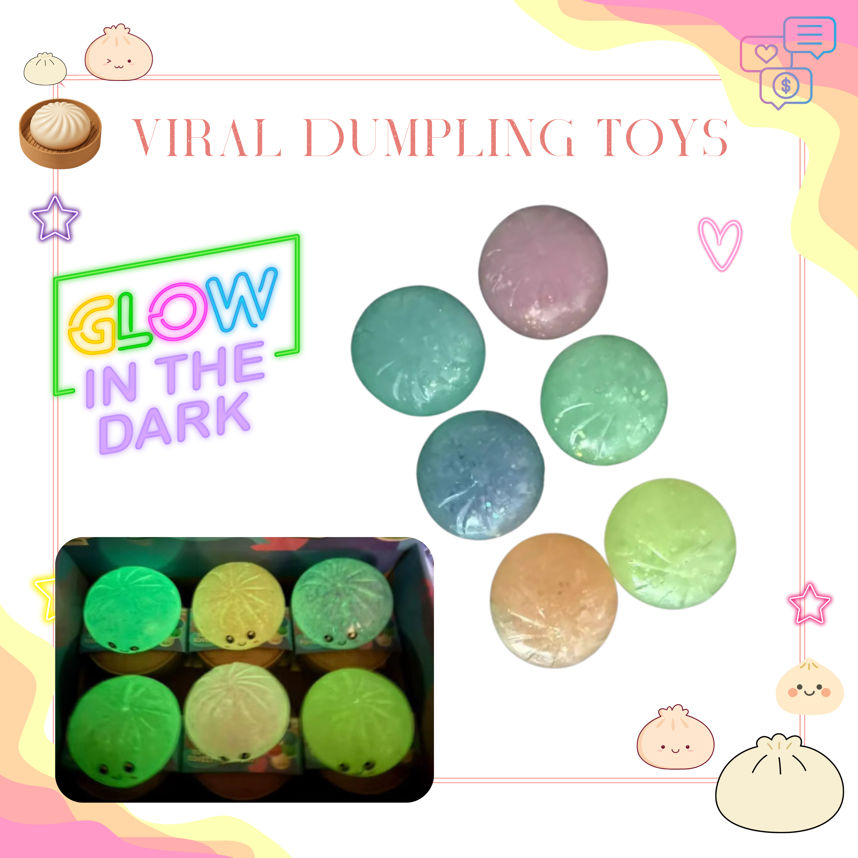 Squishy Toy - Viral Dumpling, Glow In The Dark