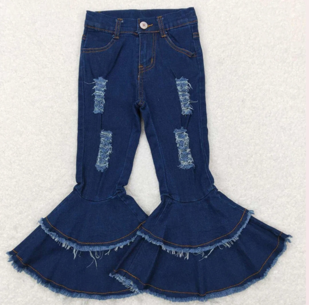 Denim double bell bottoms