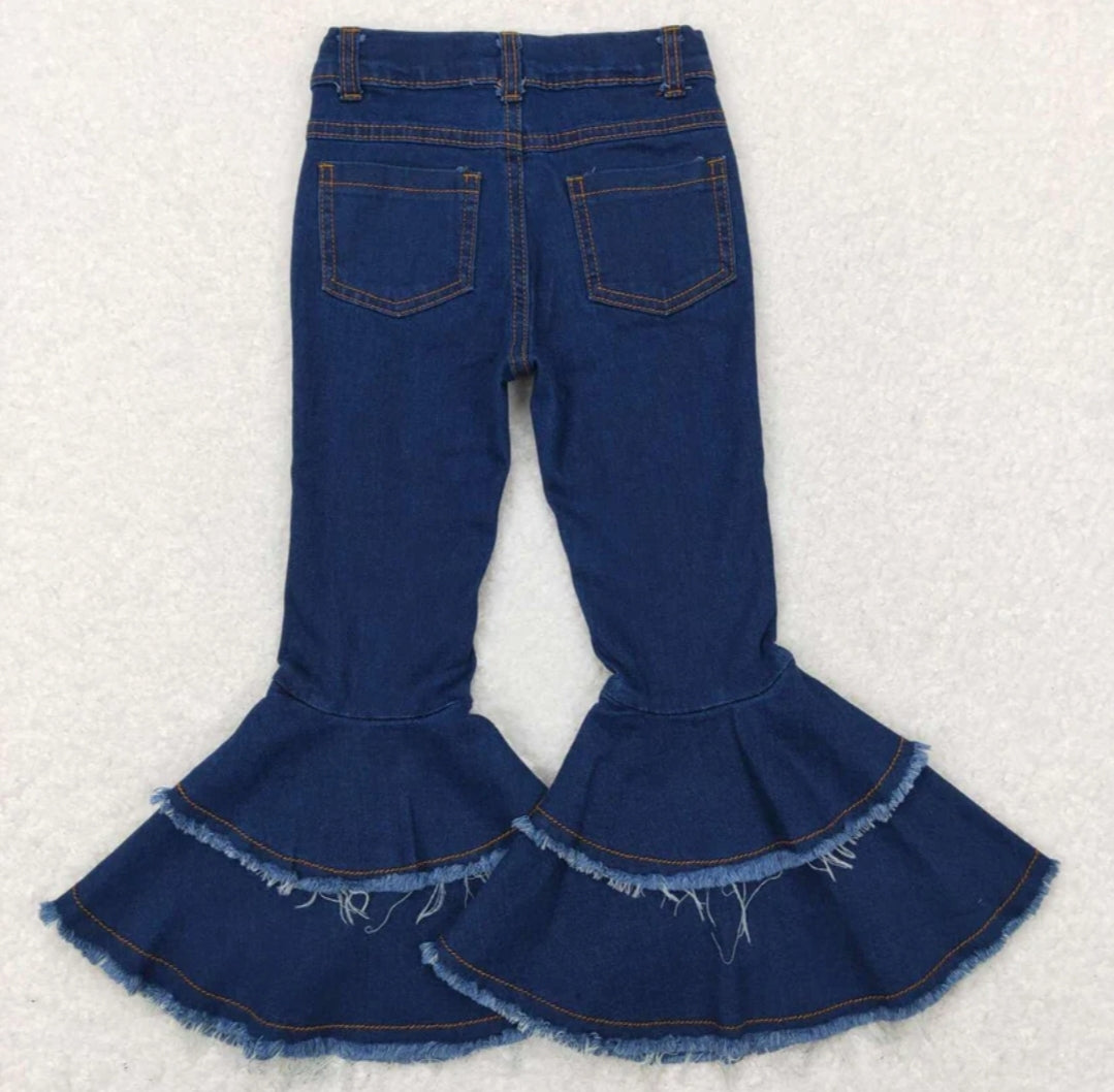 Denim double bell bottoms