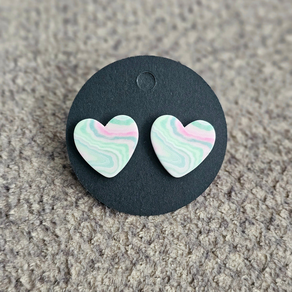 Heart earrings - green