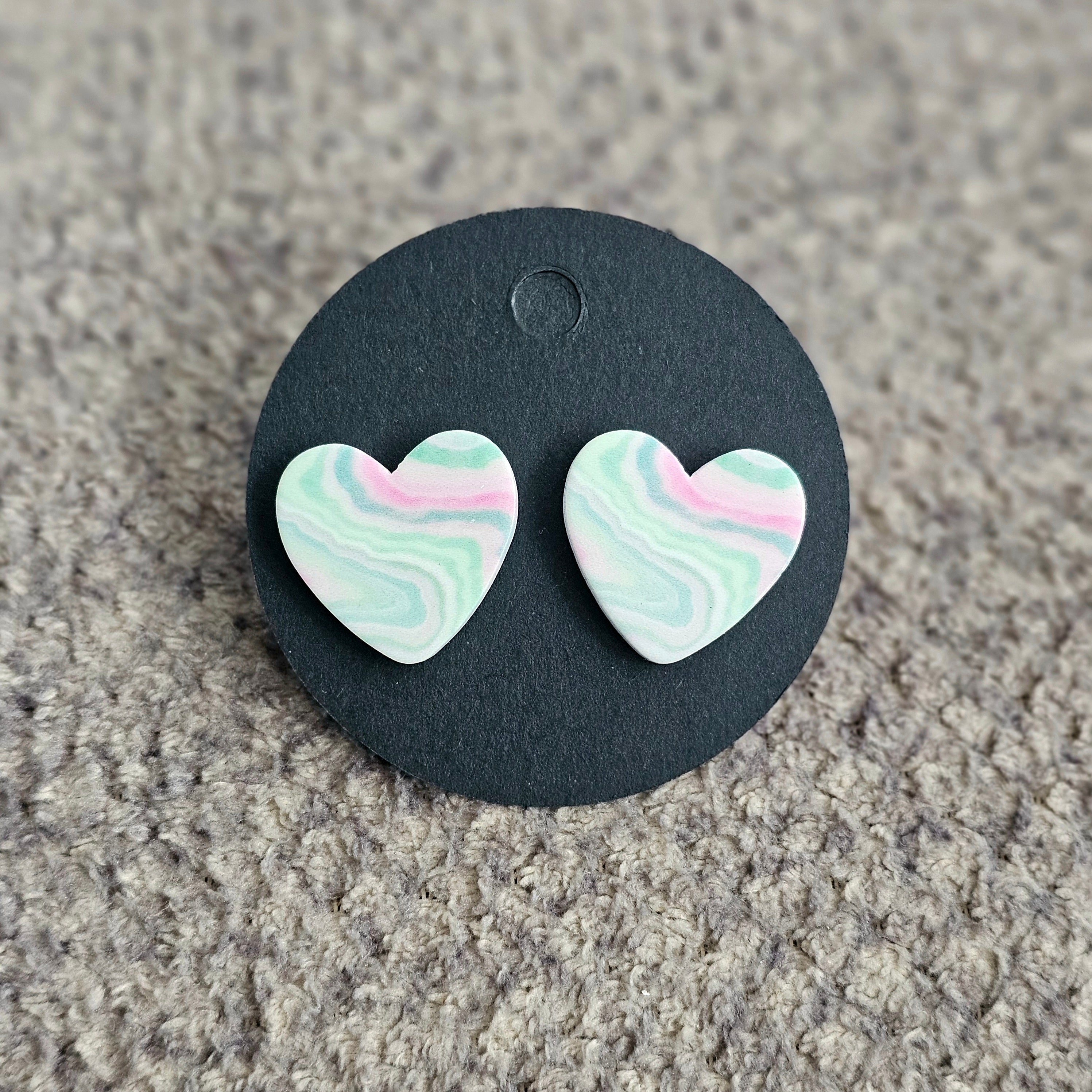 Heart earrings - green