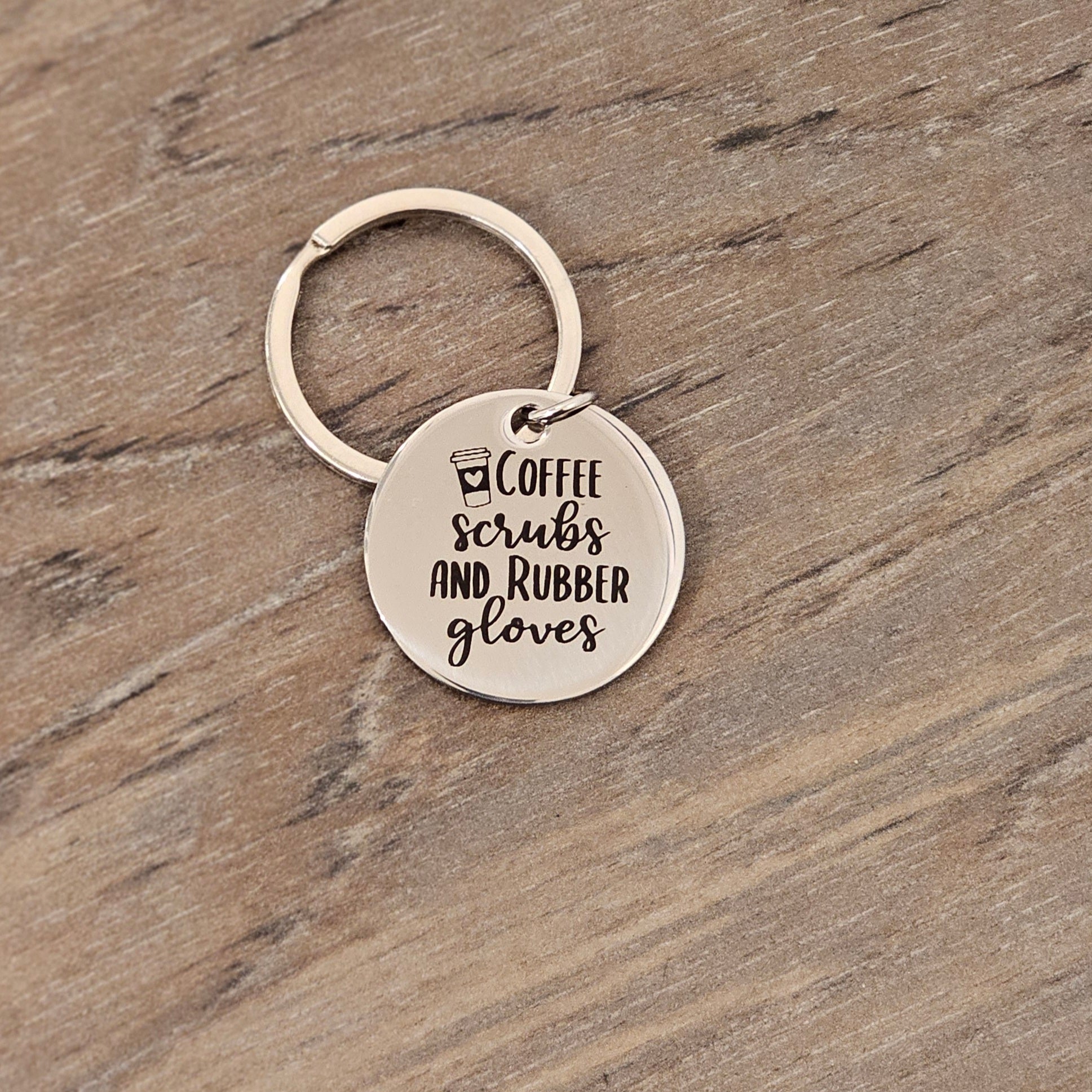 Coffee scrubs & rubber gloves keychain