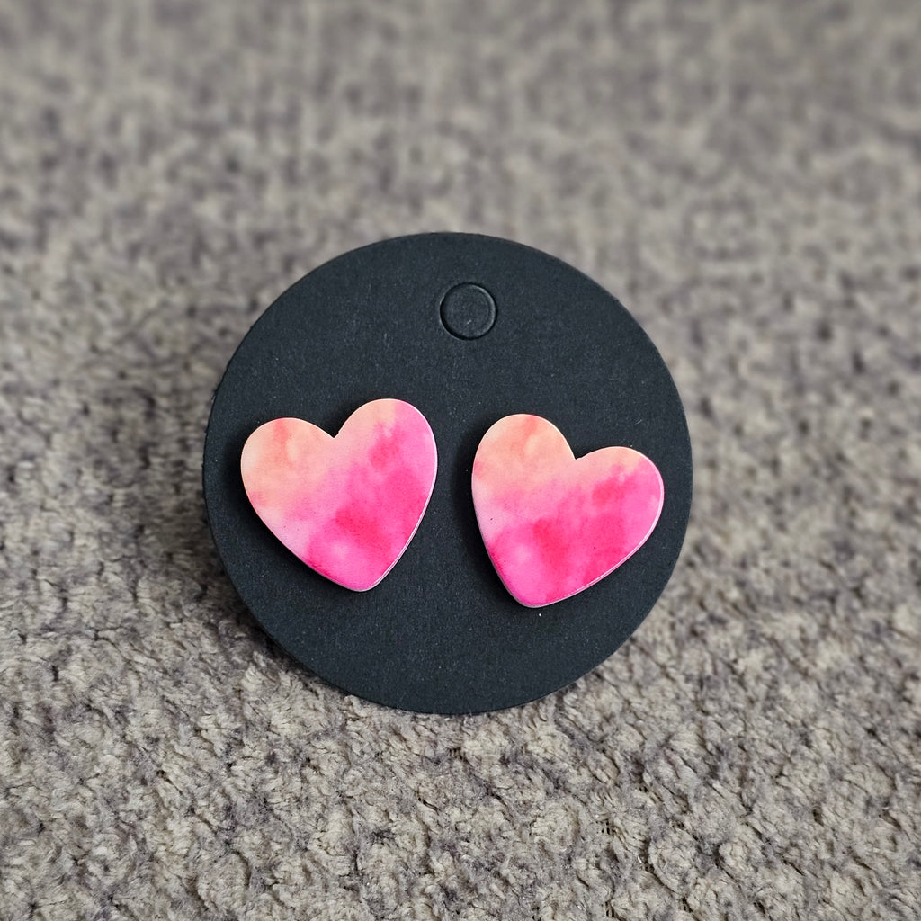 Heart earrings - pink